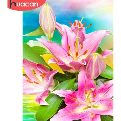 HUACAN 5D DIY Diamond Painting Flower Full Square/Round Diamond Embroidery Lily Pictures Of Rhinestones Mosaic Decortion