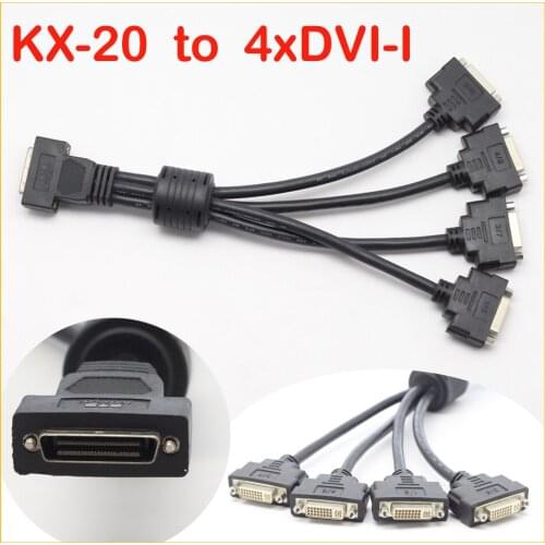 M9140 KX-20 to 4 x DVI-I Quad head display adapter cable 4-screen signal line Matrox M9140 LP PCIe x16 KX20 To DVI