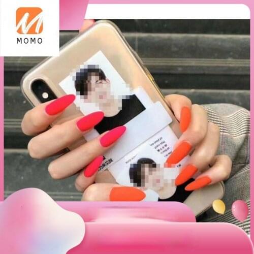 Handmade Finished Nail Beauty Fluorescent Color Summer Two-Color Mandarin European and American Style Wear Armor Fake Nail Patch