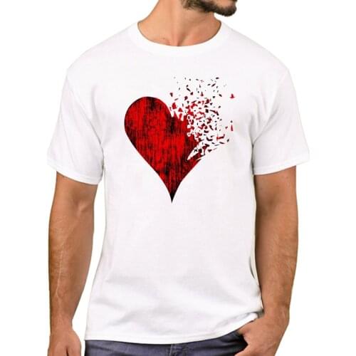 TEEHUB Fashion Hearts Poker Card Printed Men T-Shirt Cool Vintage Heart T Shirts Short Sleeve Tshirts Boy Tee
