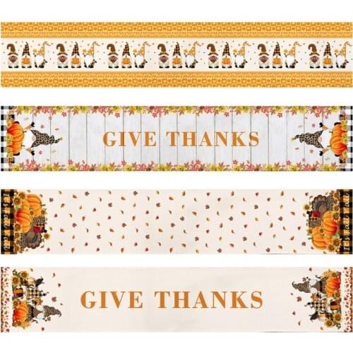 Thanksgiving Table Runner Autumn Harvest Gnome Table Flag Tablecloth Farmhouse Placemat for Dining Table Home Decoration