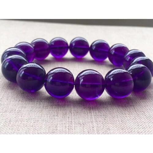 Genuine Natural Amethyst Quartz Purple Gemstone Round Beads Bracelet Woman 14mm 15mm 16mm Beads Crystal Birthday Gift AAAAA