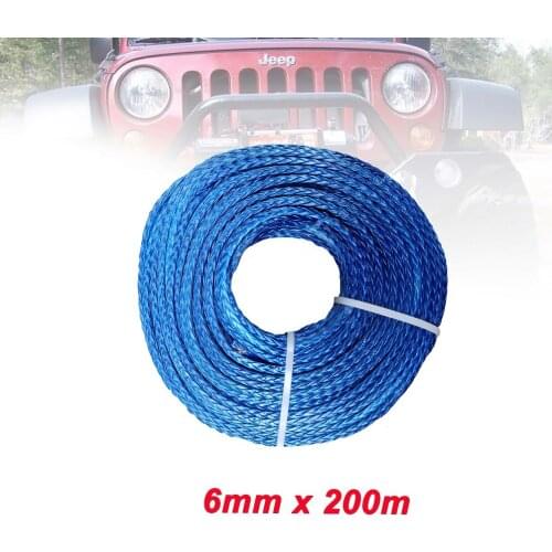 New Strong 6MM*200Meter 100% UHMWPE Synthetic Winch Cable Rope for 4WD ATV UTV SUV Winch Use free shipping
