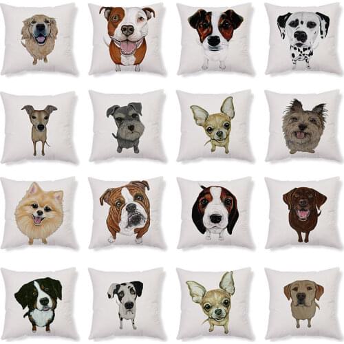 New Dog Pillow Cover Living Room Sofa Cushion Cover Office Bed Head Throw Pillowcase Short Plush Pillow Cover 45x45cm