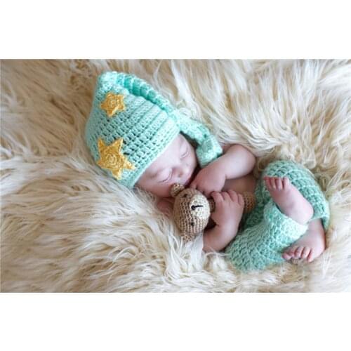 New Arrival Baby Photography Accessories Knitted Baby Hat cap and Pants Set Newborn Crochet Beanies Toddler Shower Gifts