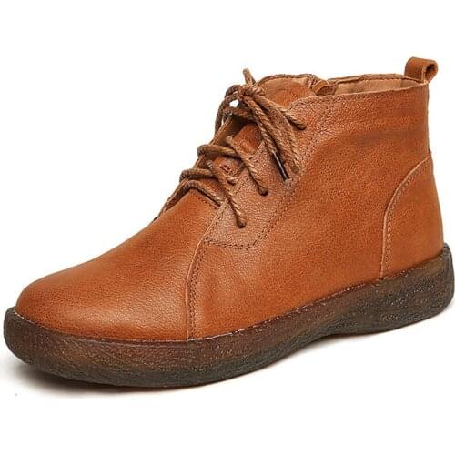 The new ms Martin boots, leather cowhide eleusine indica soft bottom flat-bottomed leather boots casual women riding boots