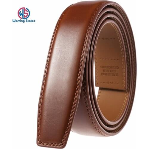 New Brown Belt Strap 3.5 CM Wide Without Buckle, Square Tail, Genuine Leather, High Quality, Automatic Belt for Men