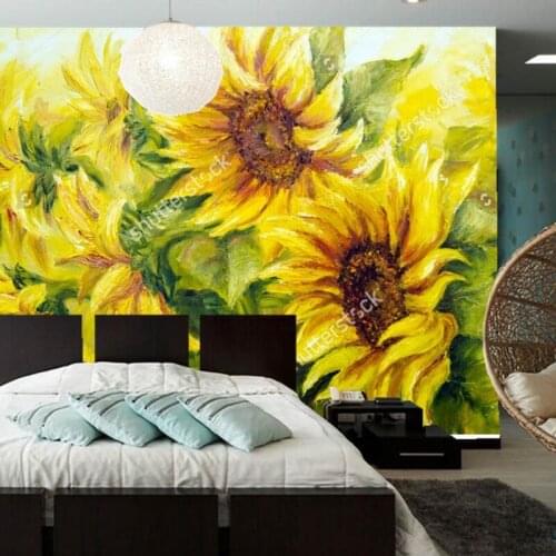 Custom retro wallpaper,Sunny Sunflowers,photo mural for the living room bedroom restaurant background wall relief wallpaper