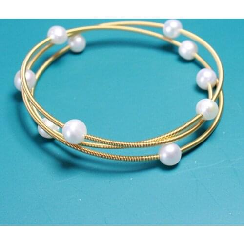 Wholesale Bulk Natural Multilayer Pearl Bracelets Copper Fashion Jewelry Bracelets Luxury Designer For Women Adjustable 55CM