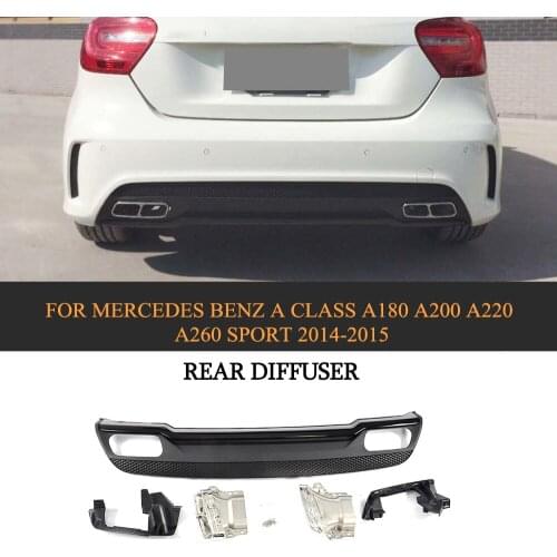 PP Car Rear Diffuser Lip With Exhaust Muffler Tips For Mercedes Benz A Class A180 A200 A220 A260 Sport Hatchback 4 Door 14-15