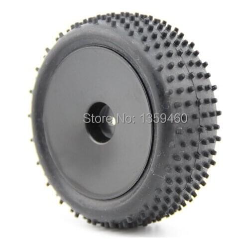 Pre-Glued 4pcs 1/10 Buggy Tires Tyre(Off-Road) Black Dish Wheel Rim fits for 1:10 4WD Buggy Car 1/10 Tire