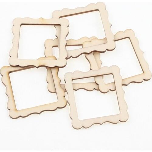 20pcs Unfinished Wood Slices Photo Frame Wooden Crafts Diy Scrapbooking Home Decoration Wedding Embellishment Accessory 47mm