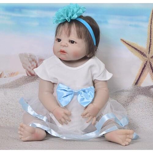 Lifelike silicone reborn dolls 22"55cm newborn girl reborn babies super real smooth hair rooted bonecas reborn de silicone