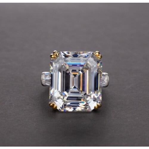 Luxury Big Square Pink Yellow White AAAAA+ Zicon S925 Sterling Silver Wedding Rings Girls Birthday Stone Jewelry Dropship
