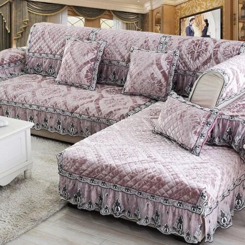 High-end luxury european lace plush cloth fabric living room sofa sets sofa cover towel minimalist fashion leather sofa cushion
