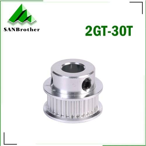 GT2 Idler Timing Pulley 30 tooth with 5mm 6mm 6.35mm 8mm Bore with Bearings for 3D Printer Parts Timing Belt 6mm 10mm