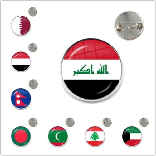 Iraq,Yemen,Nepal,Bangladesh,Maldives,Lebanon 20/25mm Glass Cabochon Brooches Collar Pins Jewelry For Wome Men Gift