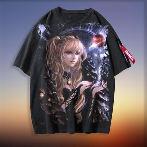 Anime Death Note T-shirts Misa Amane Black Tshirts Yagami Light Streetwear Harajuku Men Summer Casual T Shirts For Women CS602