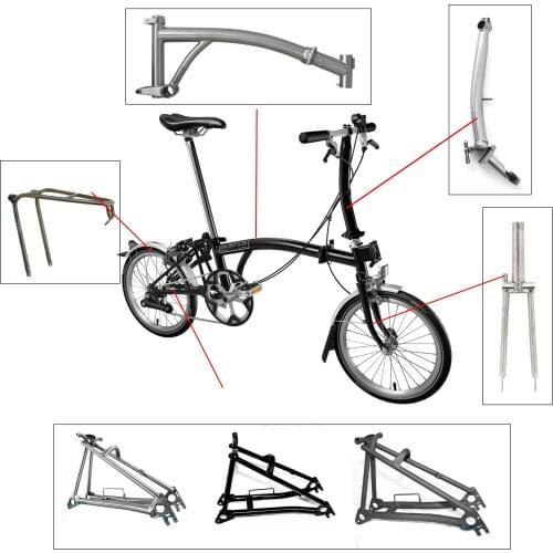 Aceoffix Titanium Fork Frame For BromptonBike Bicycle Front Fork Head Tube Rear triangle Titanium Alloy Rear Racks Frame
