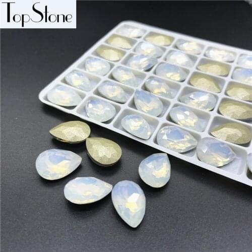 TopStone K9 Snow White Opal Clear AB 10x14 13x18 18x25 20x30 mm Teardrop Fancy Stone Glass Crystals Pointback Droplet Stone