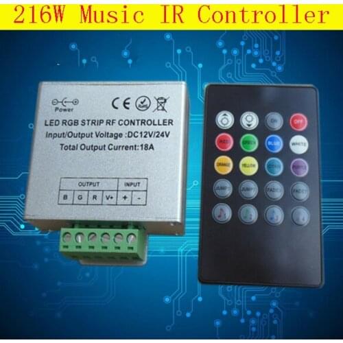 DC12-24V 20 Keys Audio input Wireless IR Remote Controller,LED Music Sound Control RGB led Controller Dimmer for RGB LED Strips