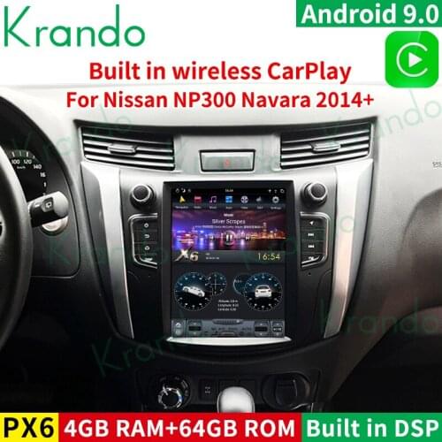 Krando Android 9.0 4G ram 10.4" tesla style vertical car audio player for NISSAN NP300 Navara 2014-2019 multimedia player BT GPS