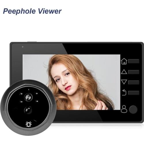 Video Peephole Viewer 4.3Inch HD Display Smart Doorbell Camera 140° Peephole Viewer Support TF Card Anti-theft Security Monitor