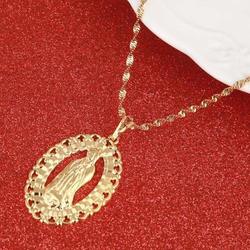 Virgin Mary Pendant Chain Necklace Women Gold Necklace Simple Valentines Day Gift