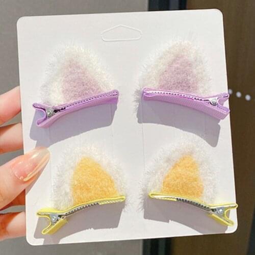 1 Pair Girls Cute Felt Hair Clips Soft Cat Ear Hair Clip Kids Barrettes Hairpins for Daily Wearing And Party Decor Hair Access