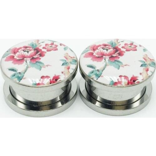 1pair fashion ear plugs flesh tunnels oil drip logo stainless steel screw 6mm-16mm big ear gauge taper body piercing jewelry new