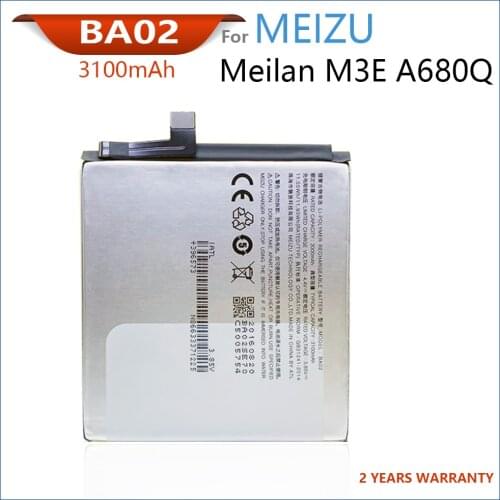 100% Original 3100mAh BA02 Battery For MEIZU M3E/A680 Series Smart Phone High quality Batteries With Tracking Number