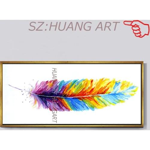 100%Hand Painted Canvas Art Painting Modern Abstract Colorful Feather Picture For Living Room Bedroom Posters office Home Decor