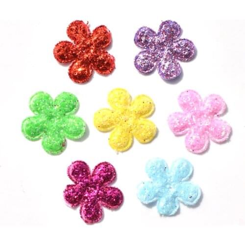 100Pcs Mix Colors Glitter Nonwoven Cute Flower Felt Fabric Patch DIY Cloth Appliques/Craft Wedding Decoration K22