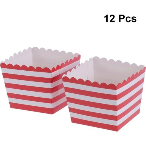 12pcs Disposable Popcorn Boxes Bags Snack Popcorn Box Party Supplies Food Container Tableware For Baby Shower Birthday Favors