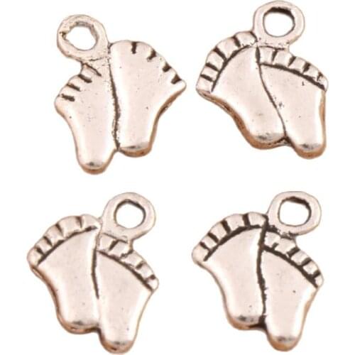 Small Baby Feet Spacer Charm Beads 120PCS Zinc Alloy Pendants Alloy Handmade Jewelry DIY 8.5x5.4mm L451