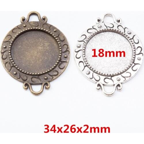 15 pieces of retro metal zinc alloy 18mm inner diameter photo frame pendant for DIY handmade jewelry necklace making 7439