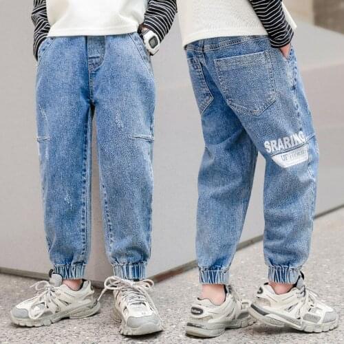 2021 Letter Baby Spring Autumn Jeans Pants For Boys Children Kids Trousers Clothing Teenagers Gift Home Outdoor High Quality