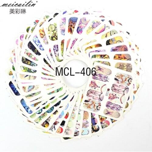 50 Sheets Cartoon Stickers Mixed Designs Water Transfer Nail Art Sticker Watermark Decals DIY Decoration For Beauty Nail Tools