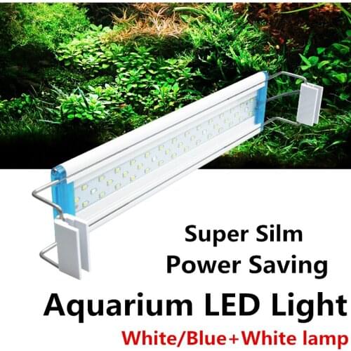 8-18W Super Slim Aquarium LED Light Clip Lamp Fish Tank Aquatic Plant Grow Lighting 18-70cm Extensible Waterproof 220V