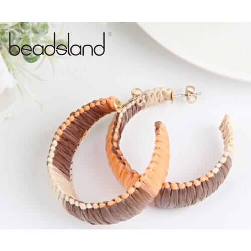 Beadsland Hoop Earrings Colorful Handwork Rope Ｗinding Fashion Ethnic Woman Girl Party Festival Hot Sell Gift 40361