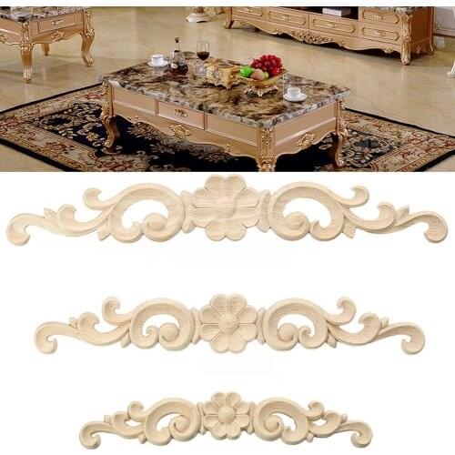 European Style Bed Table Landscape Flower Wood Carved Corner Onlay Applique Door Furniture Cabinet Decor Wholesale Dropshipping