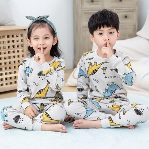 Childrens Pajama Suit Boys Girls Pajamas Clothes Autumn Pajamas Long Sleeve Cotton Animal Clothing Baby Pyjamas Set Sleepwear