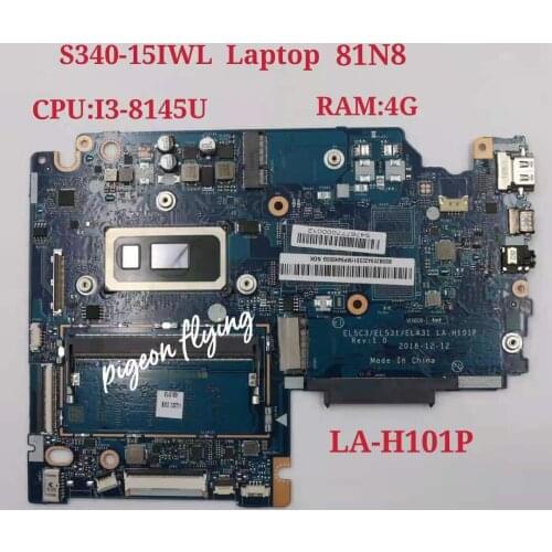 For Lenovo S340-15IWL Laptop Motherboard 81N8 CPU I3-8145U 4GB-RAM LA-H101P FRU 5B20S42033 100% Tested OK