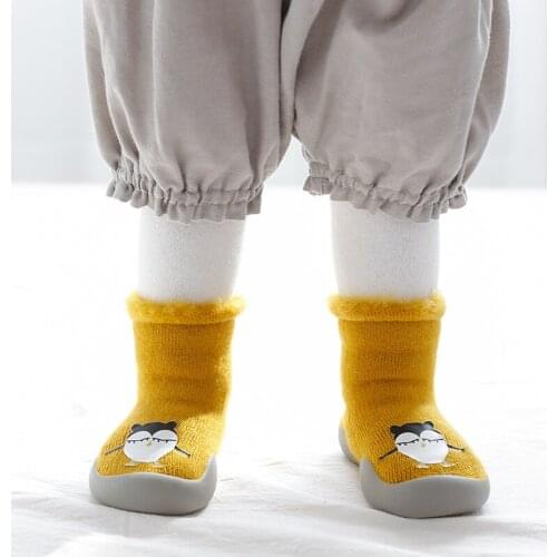 Toddler shoes baby girls shoes first step baby boys walker home slippers winter warm sock shoe with rubber soles soft booties