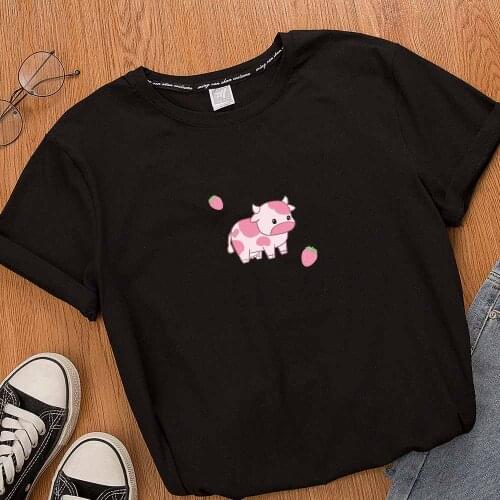 Kawaii T Shirt Women Strawberry Milk Graphic Tops for Women Summer Japanese Style Plus Size Tops Harajuku Short Sleeve Tees
