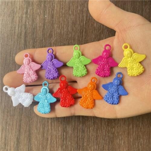 JunKang 50pcs mixed batch of colorful peach hearts, little angels, flowers, crown pendants, DIY handmade jewelry craft parts