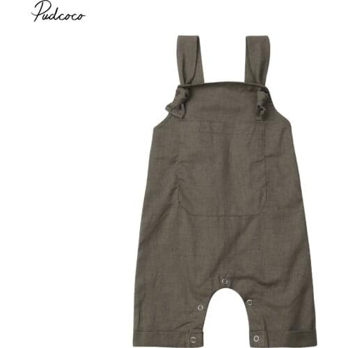 Newborn Infant Baby Girl Boy Solid Bib Pants Overalls Romper Outfits Clothes