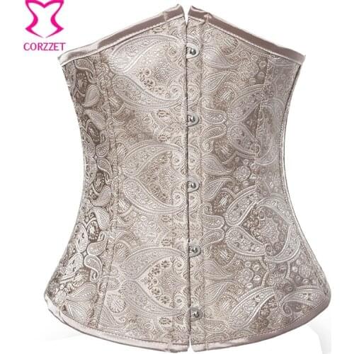 Beauty Paisley Pattern Jacquard Waist Cincher Underbust Corset Sexy Lingerie Bustier Top Corsets and Bustiers Korsett For Women