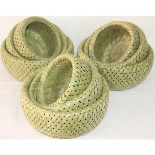 Fruit basket egg basket Snack plate Ornaments Bamboo products snacks plates Hand woven double layer birds nest three piece