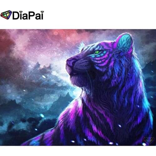 DIAPAI 5D DIY Diamond Painting 100% Full Square/Round Drill "Animal tiger" Diamond Embroidery Cross Stitch 3D Decor A23510